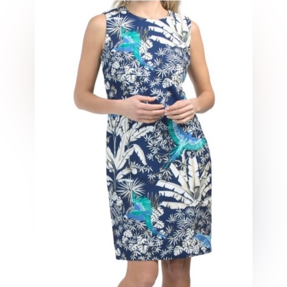 J McLaughlin Belinda Parrot Kay Dress Tropical Botanical Stretch NWT Size 8 - Picture 11 of 12